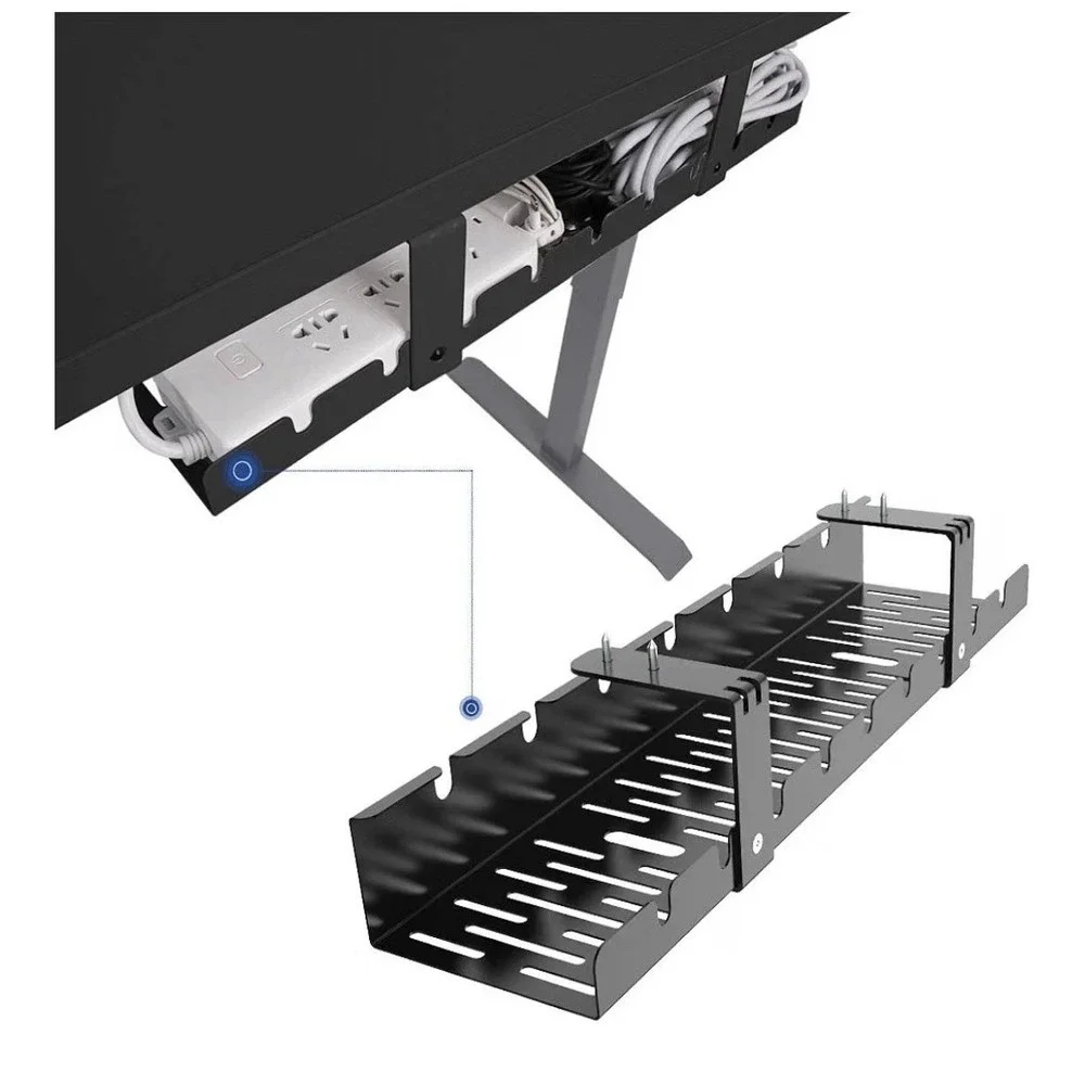 Flexispot Under Desk Cable Management Tray Office Home Standing Desk Metal Black